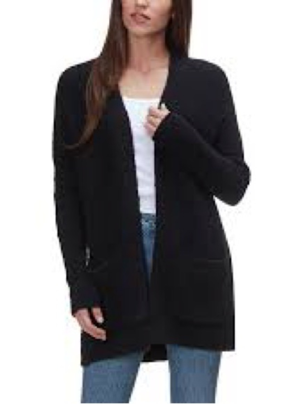 Free People Phantom Cardigan Black Mohair Wool Blend Open Front Sweater